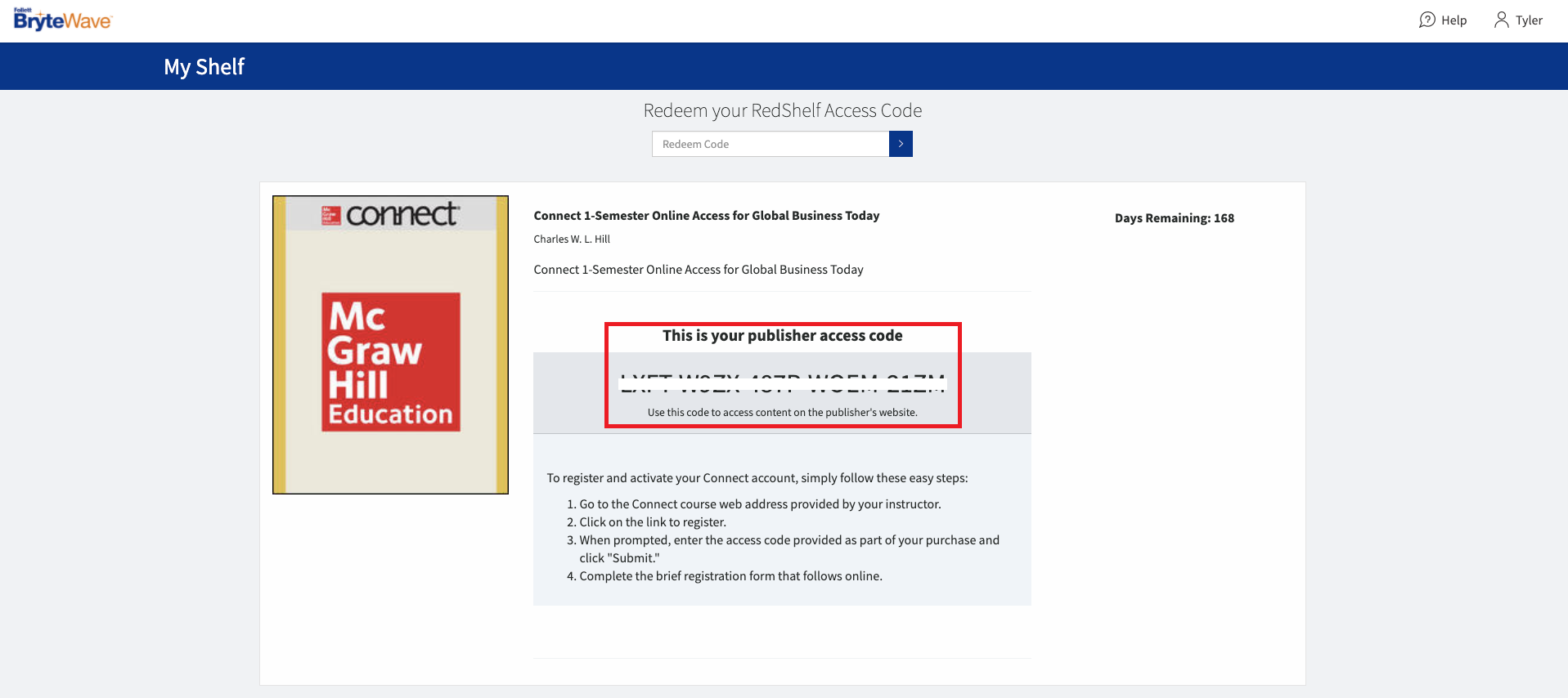 Redeem your RedShelf Access Code BryteWave Knowledge Base